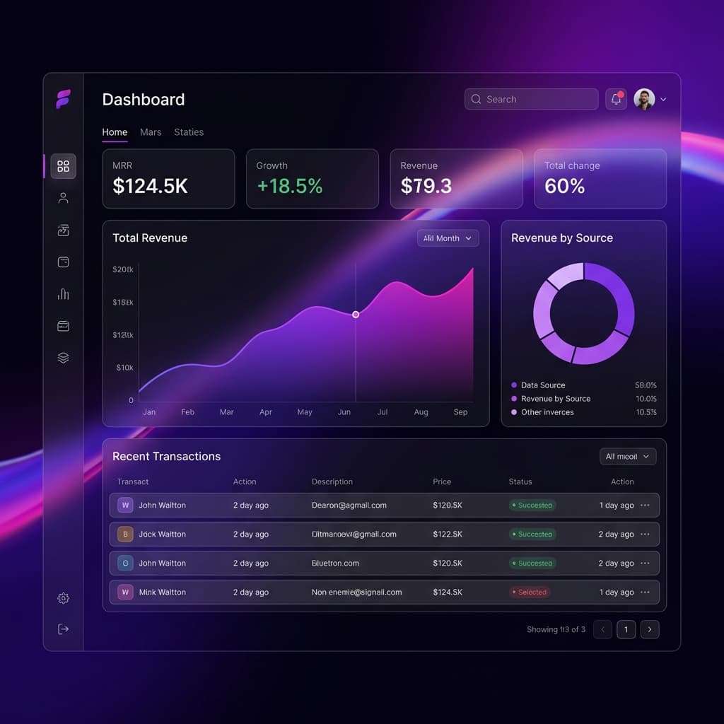 Payments dashboard showing revenue and payouts